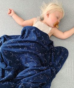 4 Season Stroller Merino Wool & Organic Cotton Baby Blanket, 40 x 31.5, Night Sky