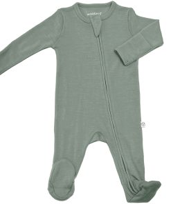 Footie Pajamas, Merino Wool, Sage