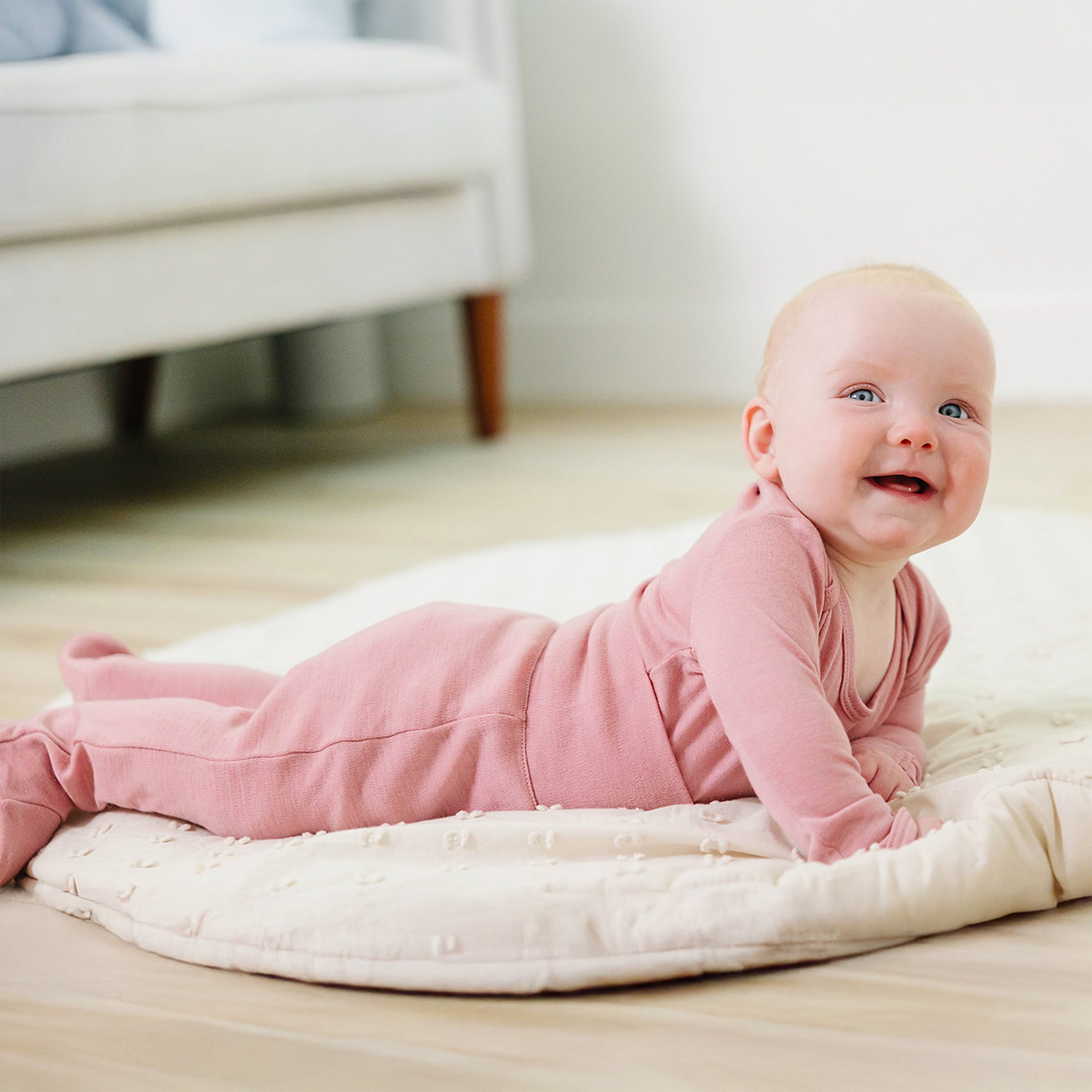 Baby Footed Pants, Merino Wool, Blush - Image 2
