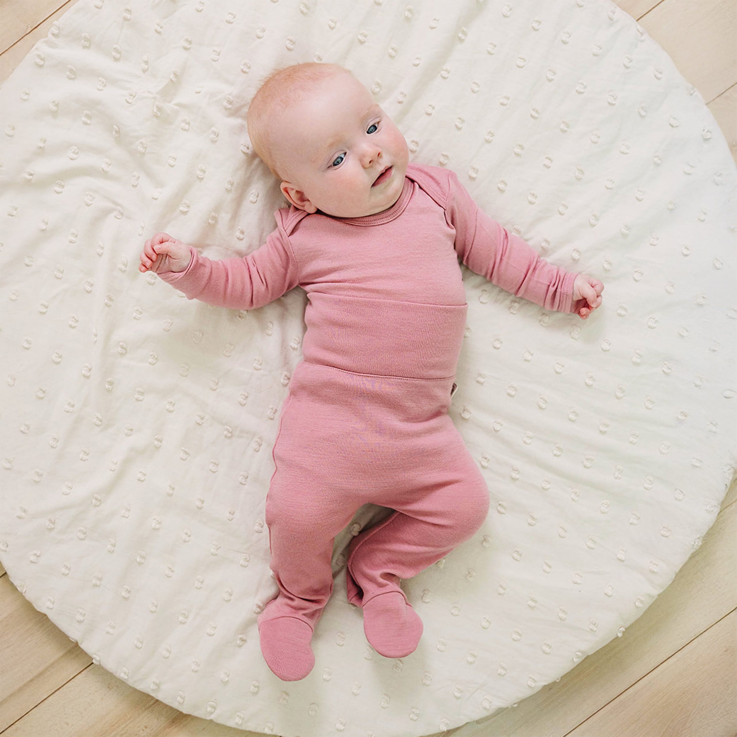 Baby Footed Pants, Merino Wool, Blush - Image 3