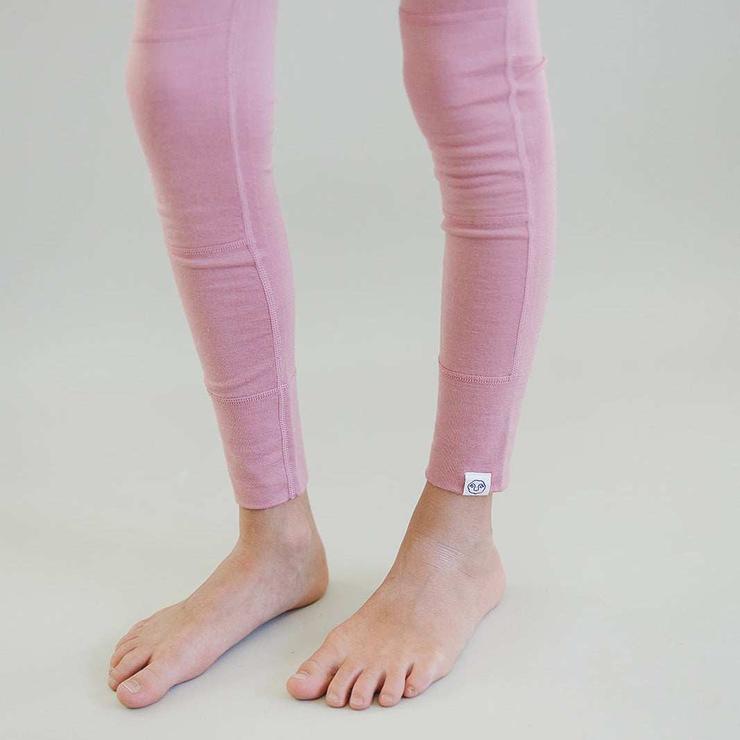 Kids Merino Wool Base Layer, Leggings, Blush Pink - Image 4