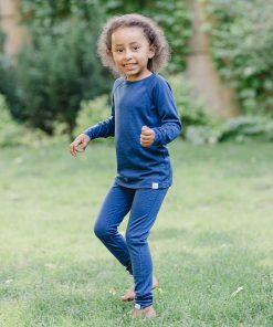 Kids Merino Wool Base Layer, Long Sleeve Top, Deep Blue