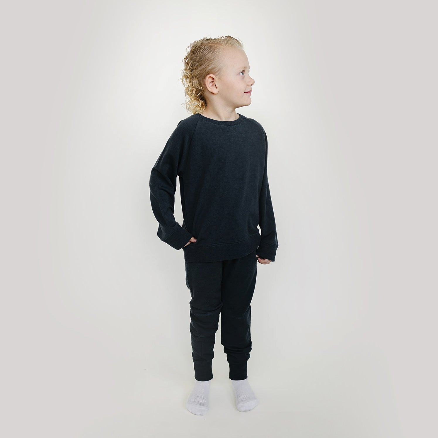 Kids Merino Wool Joggers, Blueberry - Image 4
