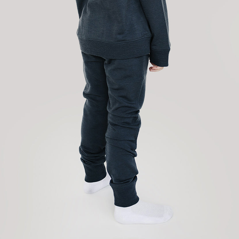 Kids Merino Wool Joggers, Blueberry - Image 3