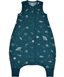 4 Season Baby Sleep Bag with Feet, Merino Wool & Organic Cotton, Space - GLOW IN THE DARK