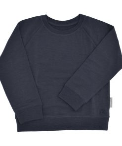 Kids Merino Wool Crew Neck Sweatshirt, Blueberry