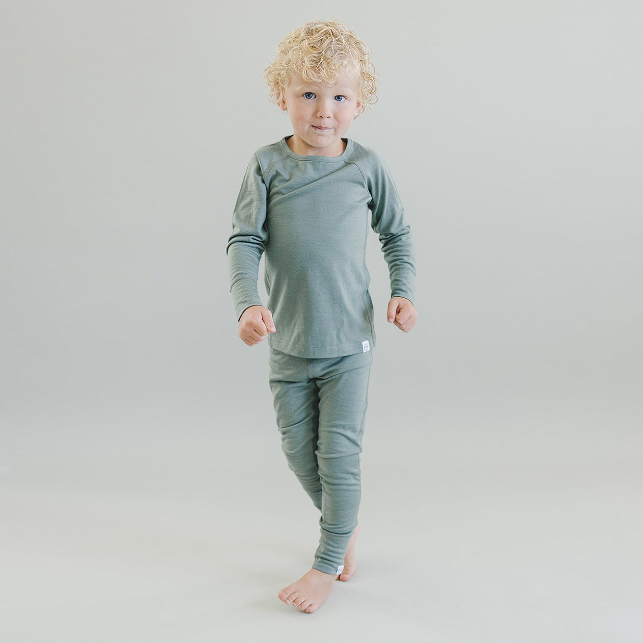 Kids Merino Wool Base Layer, Leggings, Sage - Image 3