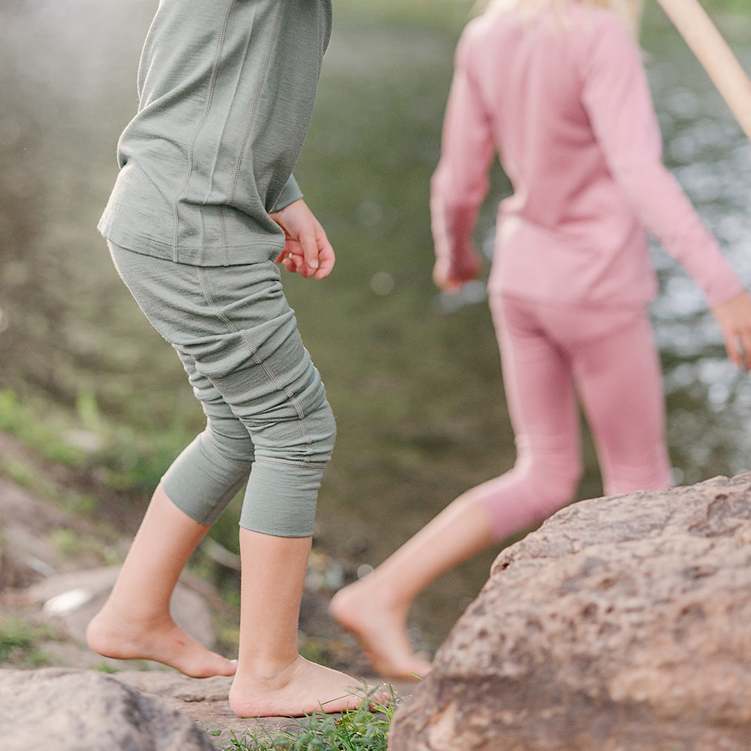 Kids Merino Wool Base Layer, Leggings, Sage - Image 4